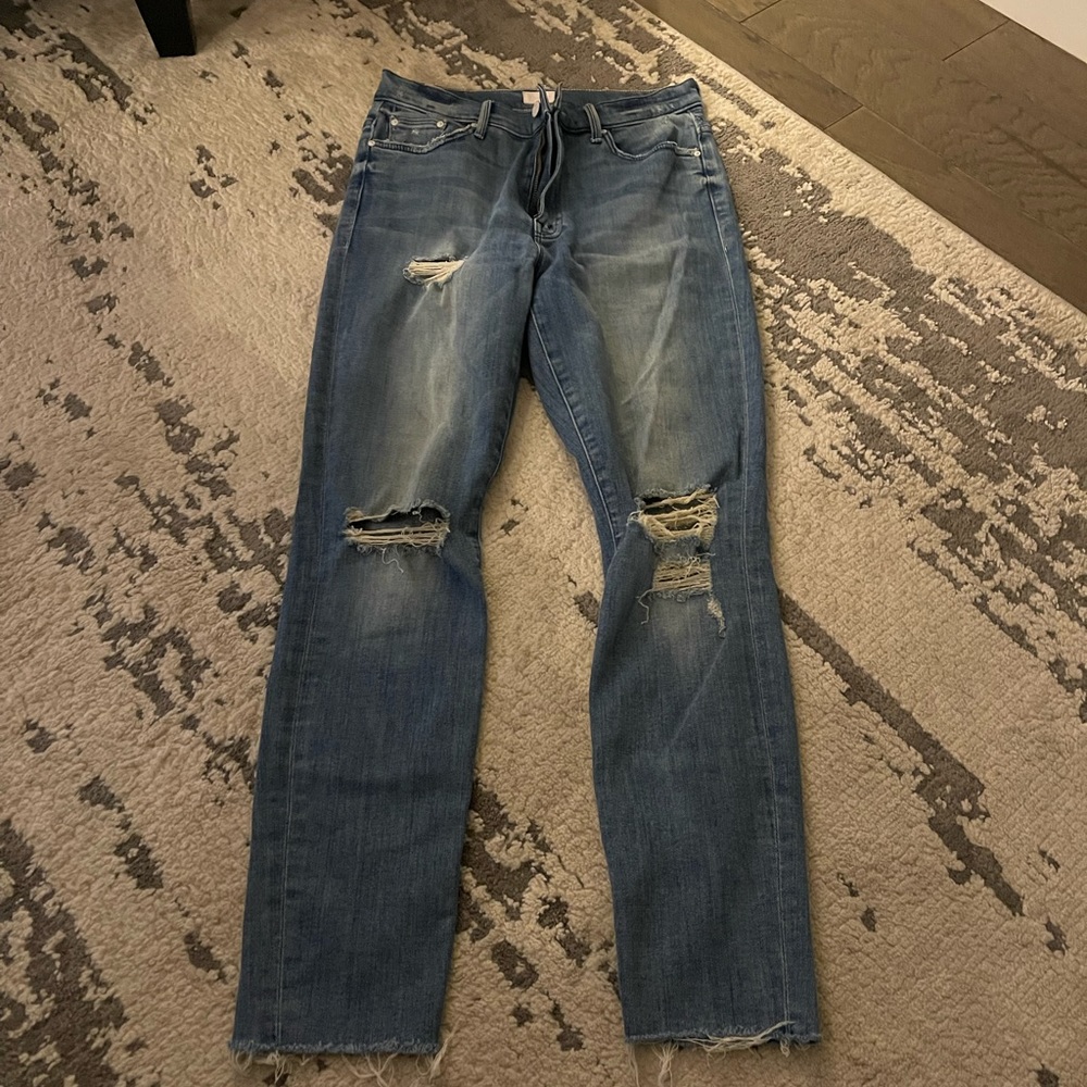 Mother swooner ankle fray jeans